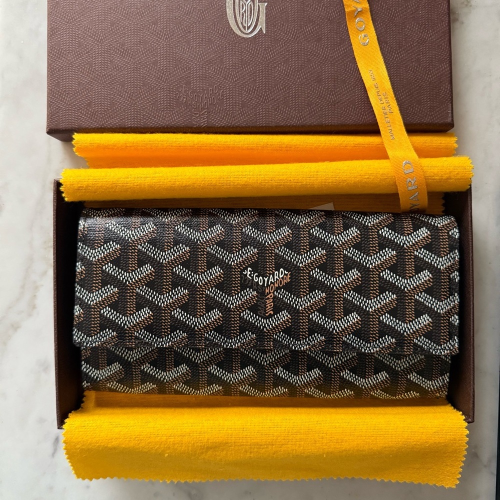 Goyard Black and Brown Patterned Clutch